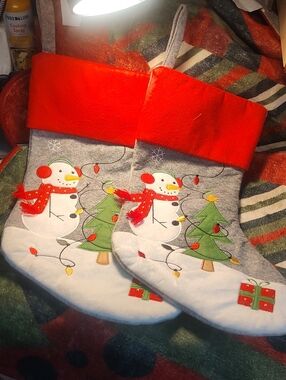 Festive Snowman Christmas Stockings with Red Cuff - Holiday Home Decor